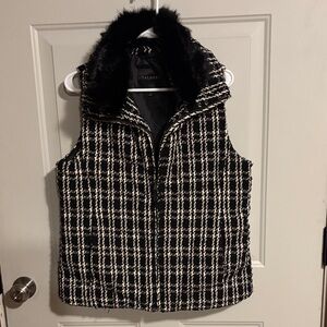 Talbots Women's Black and White Checkered Vest
